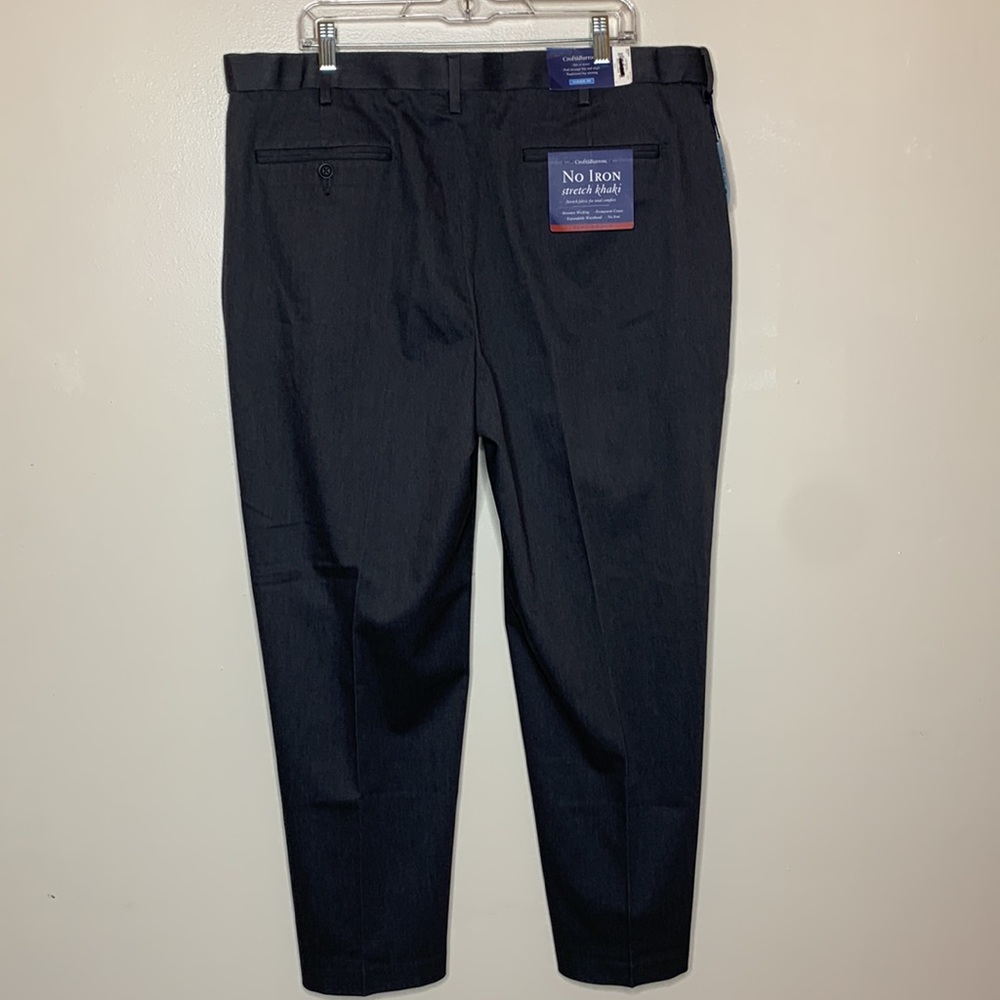 CROFT & BARROW Stretch Khaki Pants Gray Non-Iron Moisture Wicking Flat Front 40